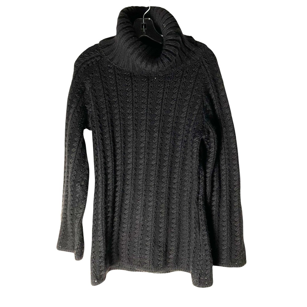 Isabel Marant Womens Turtleneck Sweater Fisherman Heavy Wool Black Chunky Large